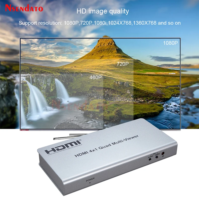 HDMI 4x1 Quad Multi-viewer Switcher 4 In 1 Out Seamless Switch 4x1 Multi Viewer Multi Screen Display Video Divider Converter