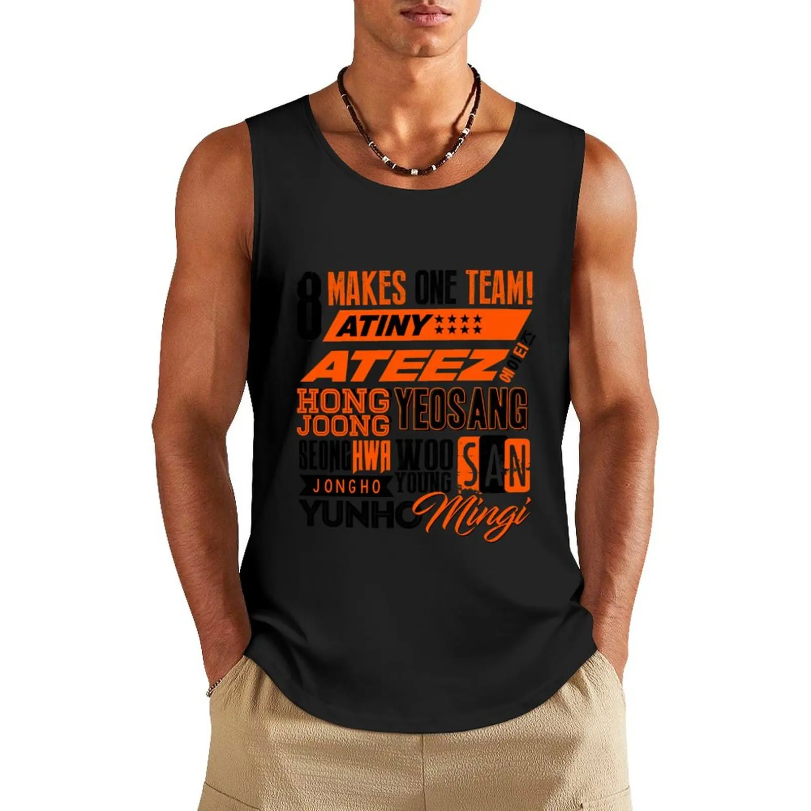 

ATEEZ Font Collage Tank Top man vest vest for men