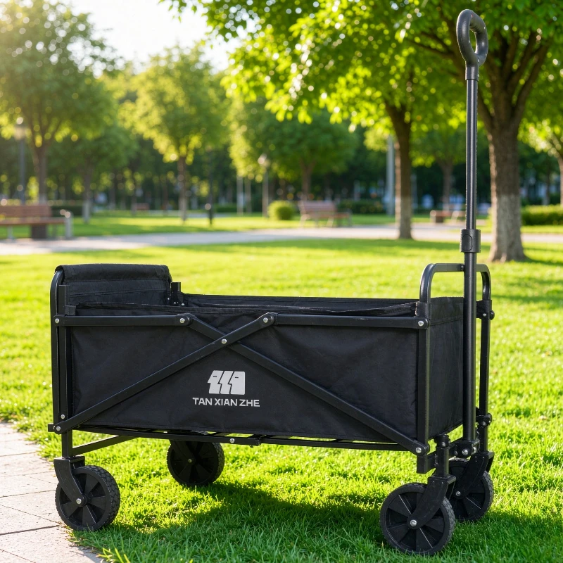 200L Foldable Camping Wagon, All Terrain Utility Cart with 360 Swivel Bearing Wheels for Grocery Pets Outdoor Family Use