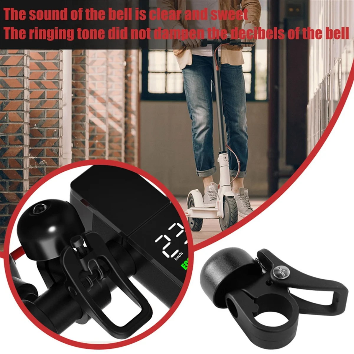 SMIEA Black Electric Scooter Bell Whole Body Horn Ring with Quick Release Mount for Xiaomi M365 Pro 1S Pro2 Electric Scooter