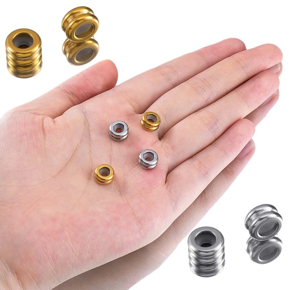 

10Pcs 9mm Stainless Steel Charm Spacer Beads Flat Round Loose Big Hole Beads For DIY Jewelry Making Supplies Accessories Crafts