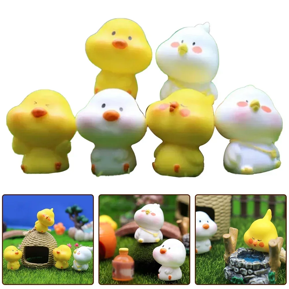 

20pcs Micro Landscape Chick Modeling Hand-painted Resin White Home Decor Cute Chicken Animal Vivid Bright Delicate Colors