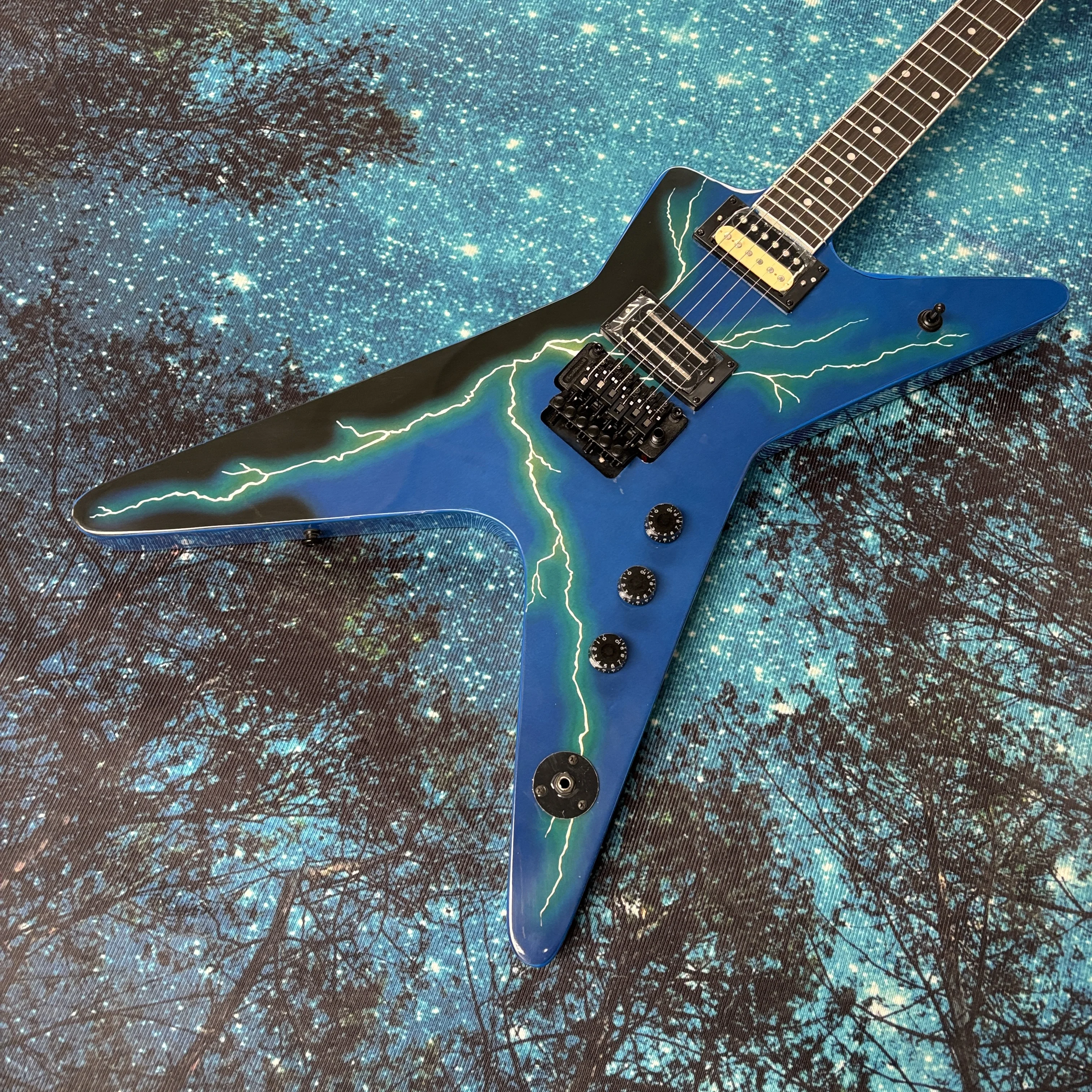 

Гитара Blue Lightning Bolt, гитары с грифом из палисандра, электрогитара с двумя звукоснимателями