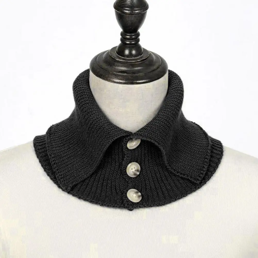 Comfortable Winter Scarf Soft Velvet Fake Collar Scarf Thickened Winter Knitted Neck Warmer Windproof Solid Color Button Closure