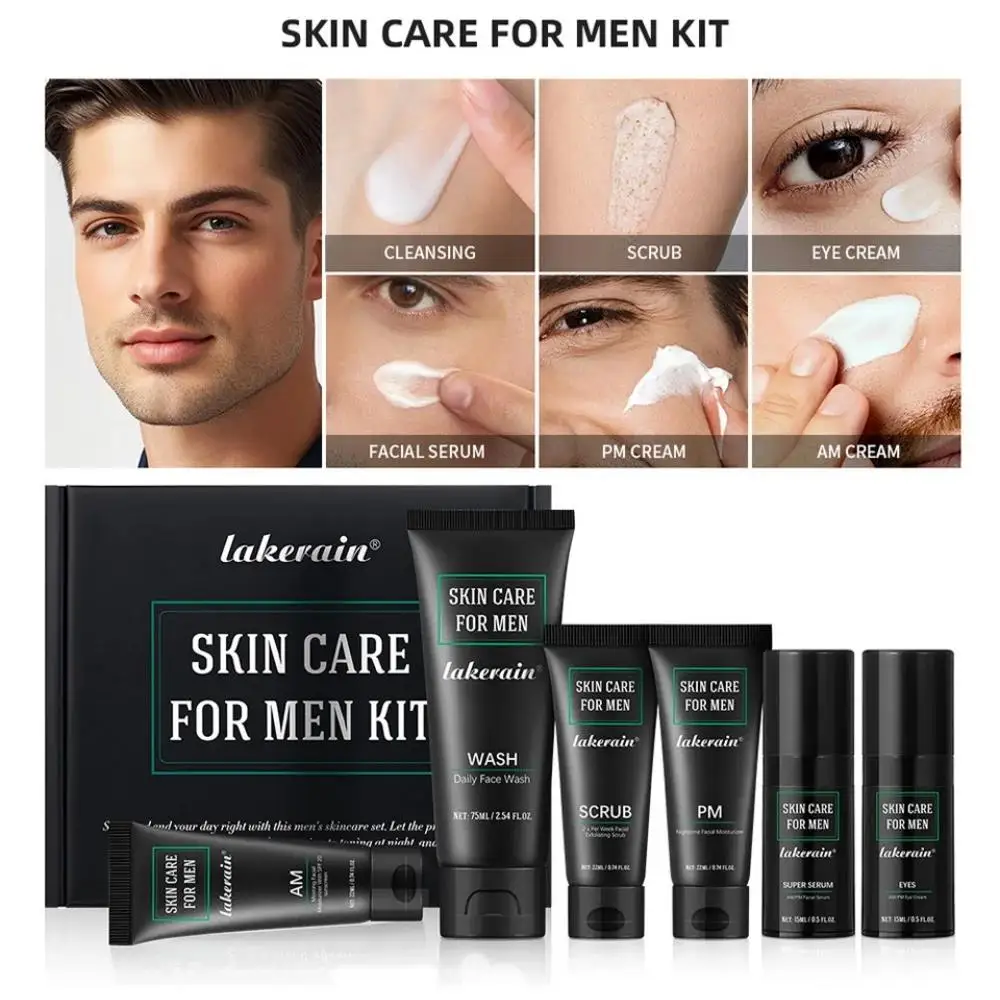 Skincare Kit For Men Deep Cleaning Face Wash Oil Control Hydrating Moisturizer Firming Treatment