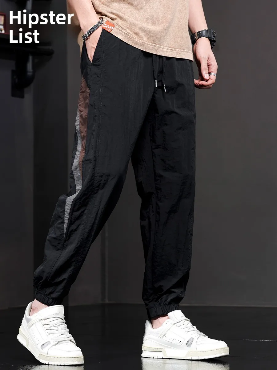 

Летние мужские повседневные брюки свободного кроя с манжетами, спортивные брюки для отдыха на открытом воздухе, быстросохнущие, модные, универсальные, молодежные, стильные