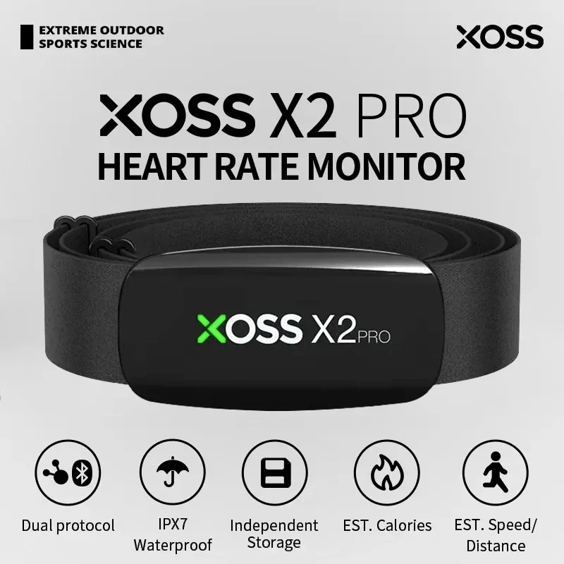 

XOSS X2 Pro Heart Rate Monitor Sensor Rechargeable Battery Charger Stores Of Data For Swimming Sailboat Fitness Running Cycling