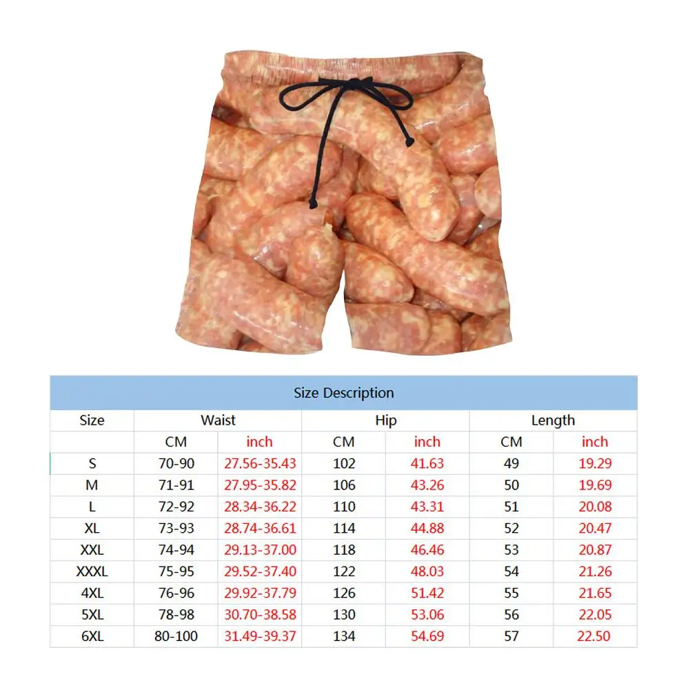 1 PCS Funny Fatty Beef Hot Dog Men's Swimming  Shorts 3D Casual Printed Quick Dry Beachwear Swimwear Surfboard Sweatpants