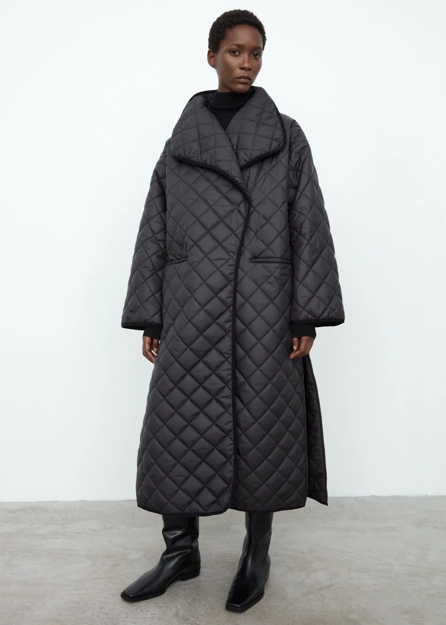 Totem* Winter New women coat Diamond checkered loose silhouette medium length cotton jacket Fashion classics