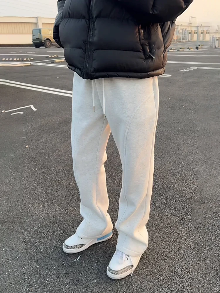 

American Sle ey Floral Men's Spor Fce Lined Straight Leg Trousers Autumn Winter Casual Loose Fit Sweatpants