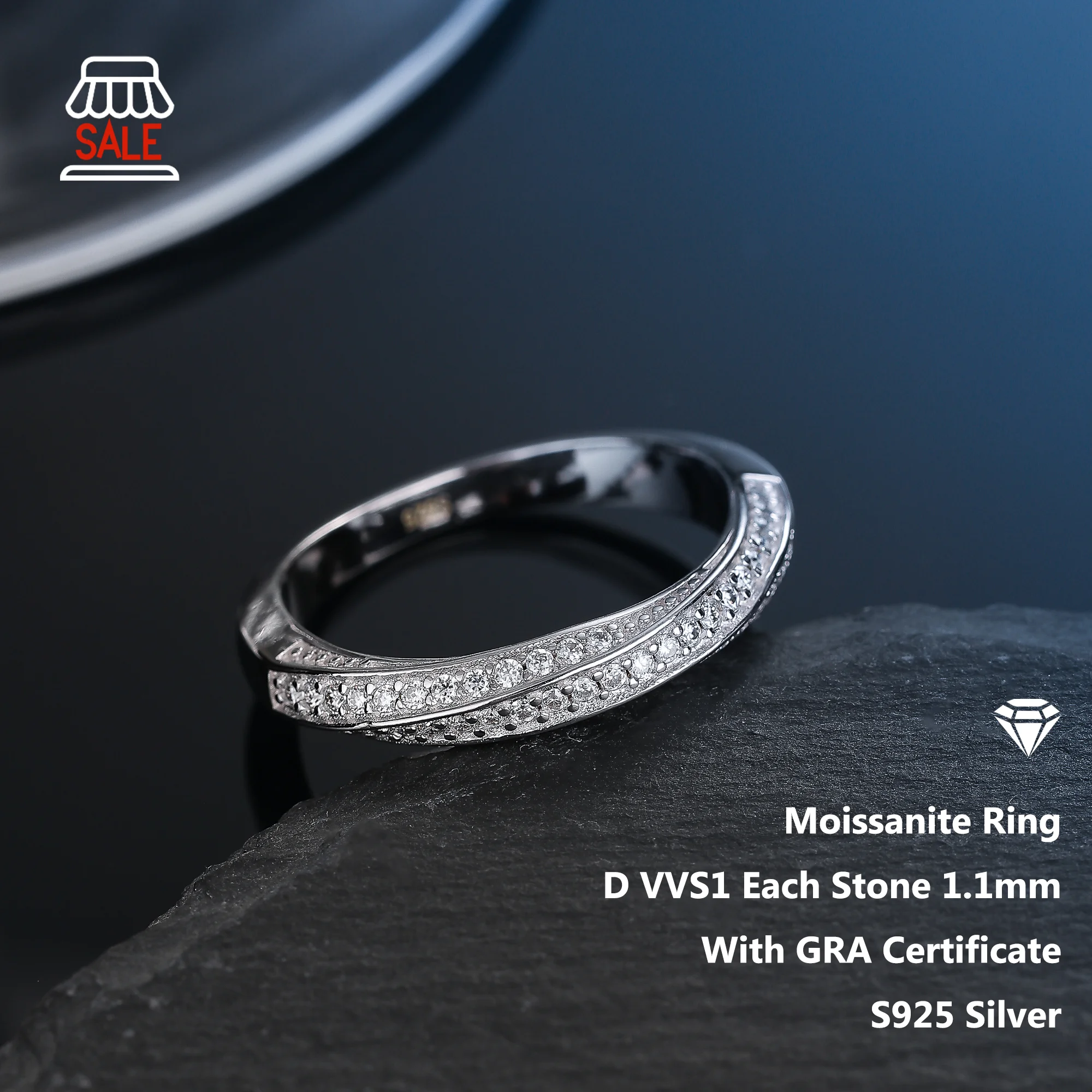 

[Скидка] Кольцо с муассанитом цвета D, серебро 925 пробы с сертификатом GRA, обручальное кольцо Eternity Band для женщин