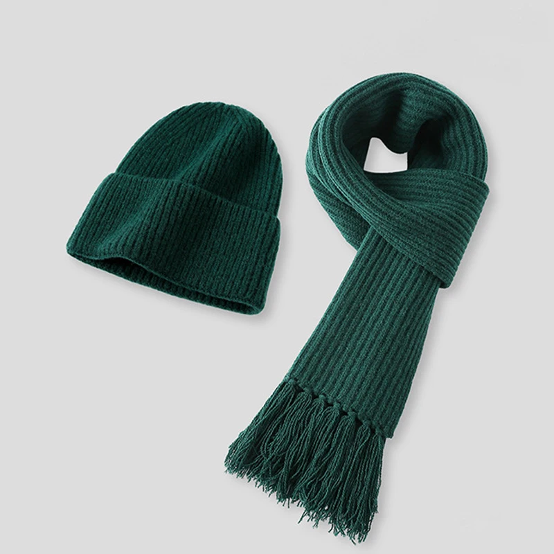 Topi syal wol rajut wanita, aksesori ski lembut hangat untuk cuaca dingin musim gugur olahraga mewah