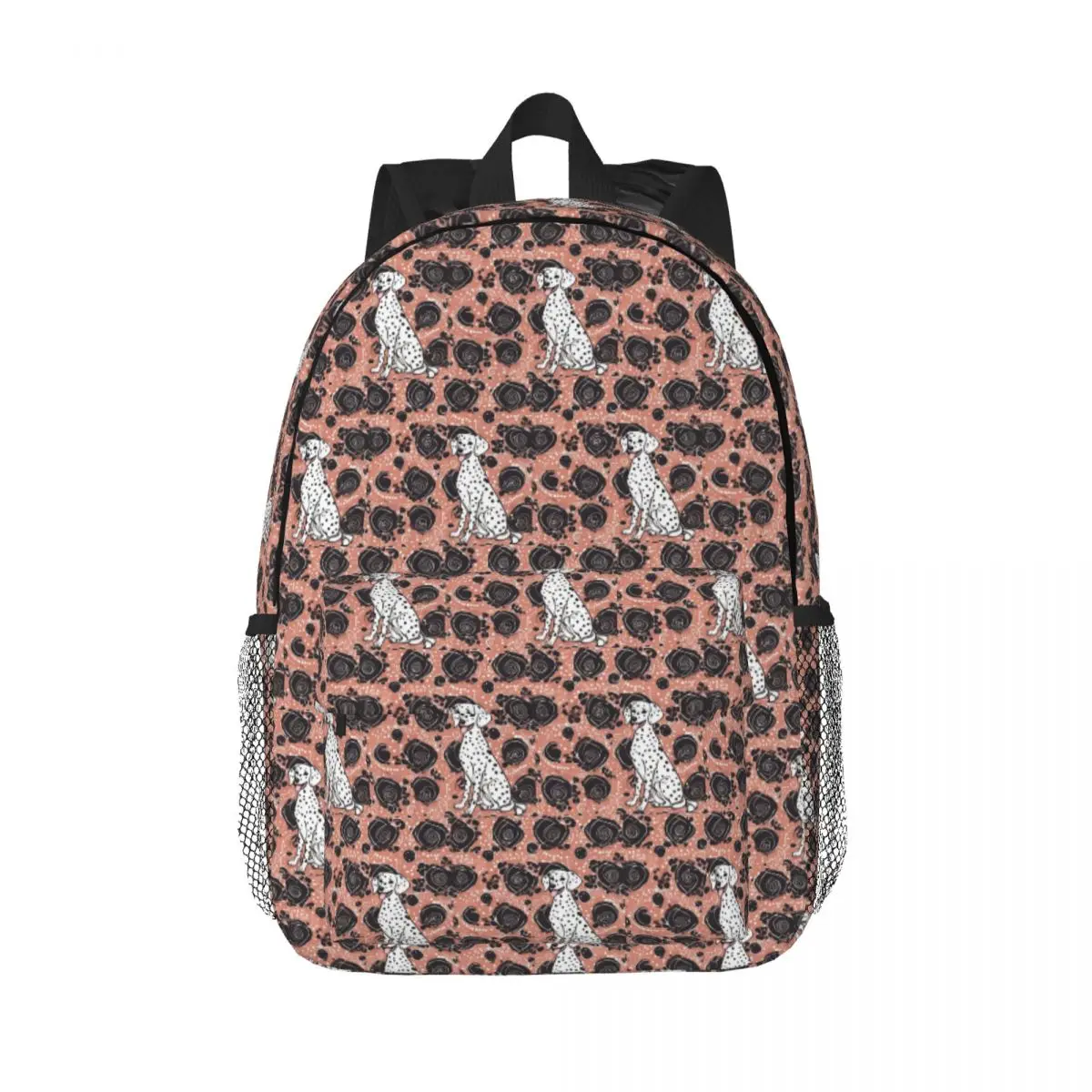 Dalmatian Dog And Flower Background Backpack Daypack Large Capacity Boys Girls BookBag Shoulder Bags for Men Women School Bag