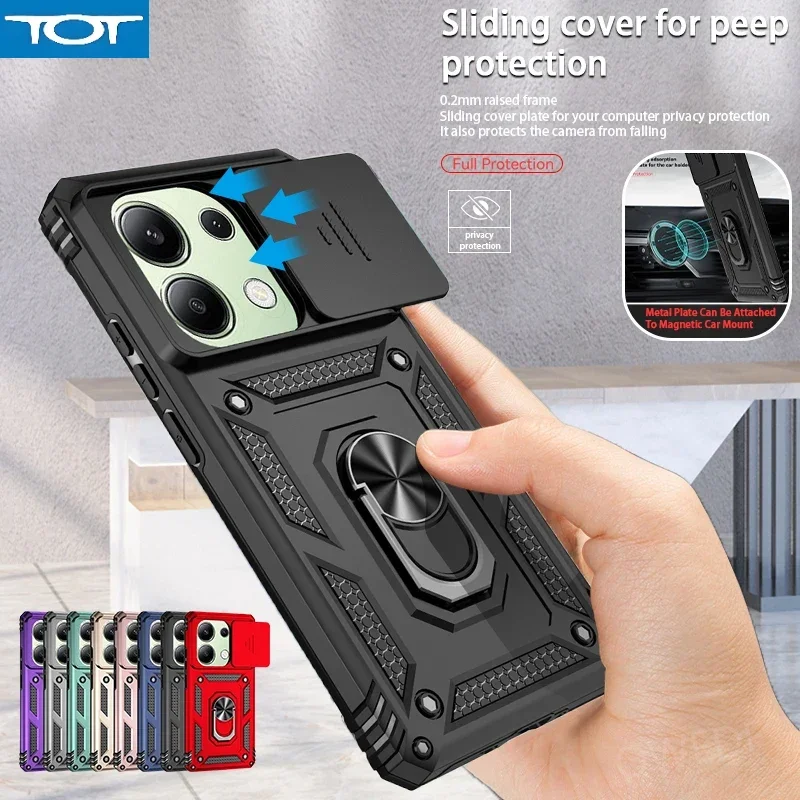 

Для Xiaomi POCO M6 Pro 4G Чехол Автомобильный держатель Кольцо Чехол для телефона Для Poco M 6 M6 Pro Pocophone M6Pro PocoM6 Pro Задняя крышка с раздвижной камерой