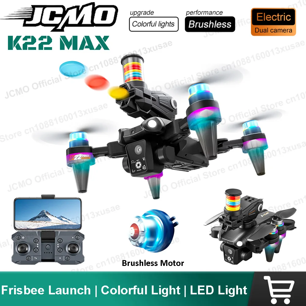 JCMO K22 MAX Frisbee Launch Drone Professional HD Dual Camera Brushless Motor 2.4Ghz Remote Control Quadcopter Toy for Kids New