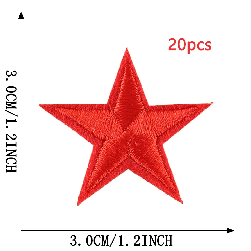 20 stücke Fünfzackigen Stern Patches Viele Für Kleidung Eisen Auf Zufällige Masse Thermische Klebstoff Stickerei Nähen Designer Parches Para Ropa – Detail 7