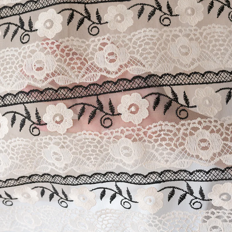 

New Two-Color Milk Silk Thread Full Cotton Cloth Peach Heart Love Flowers Embroidery Clothing Textile Fabric for Home Decor