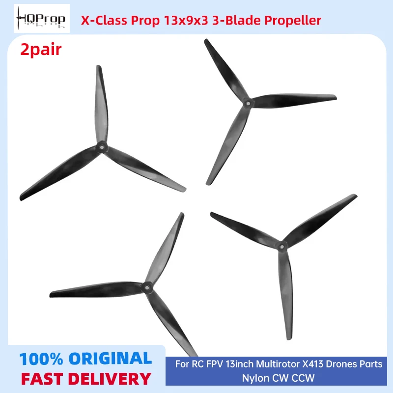 

2 пары HQProp X-Class 13X9X3 V2 (CW + CCW) армированный черным углем нейлоновый нейлон CW CCW для RC FPV 13-дюймовый мультироторный X413 часть дронов