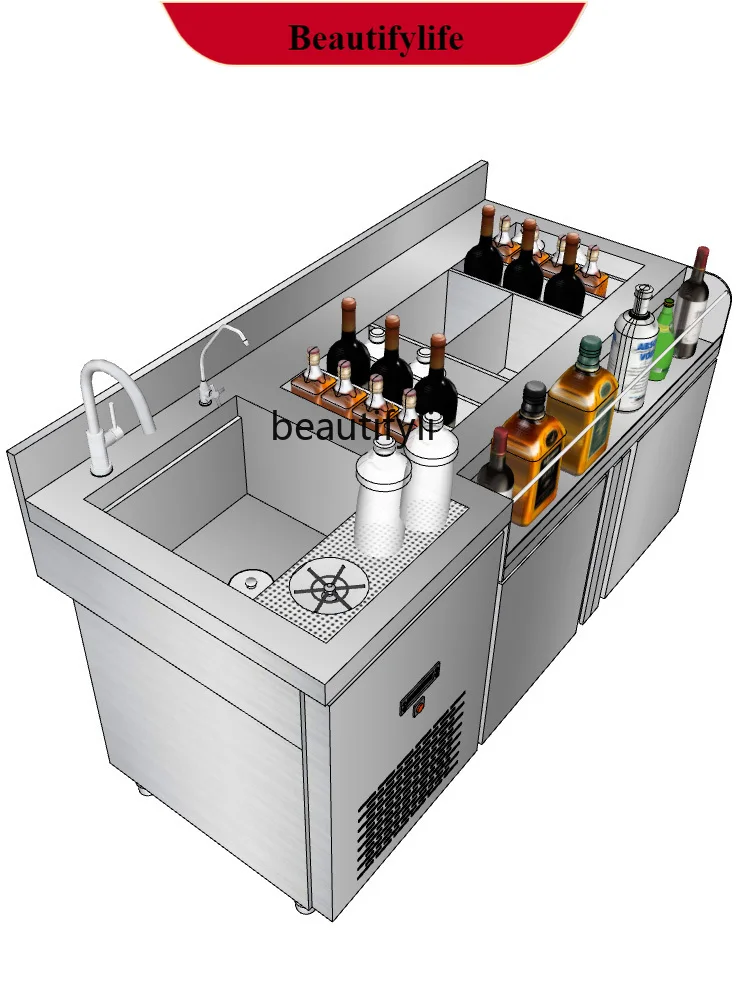 

E132 Cocktail Table Cocktail Console Stainless Steel Cocktail Table Commercial Refrigeration Mobile Wine Cabinet