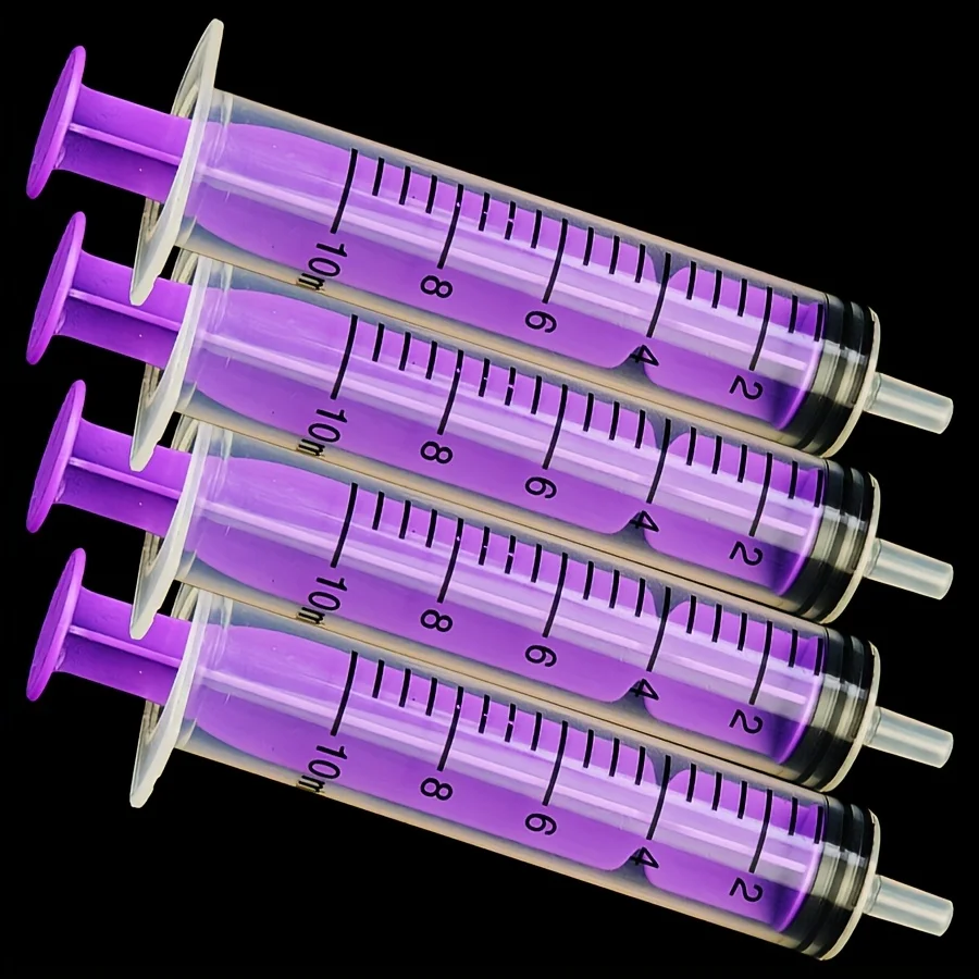 10 ml farbige Kunststoffspritze, 4/6 Stück, für Klebstoff, Flüssigkeitsabgabe, Messen, Tierfütterung und Nachfüllen