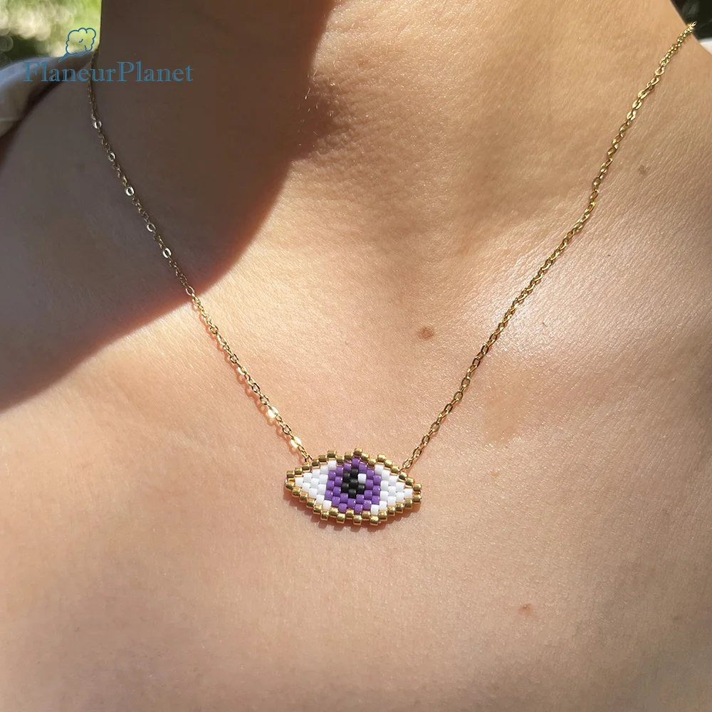 FlaneurPlanet TS Fans Merch Gifts الأرجواني Guardian Eye Necklace Aureate الفولاذ المقاوم للصدأ للفتيات
