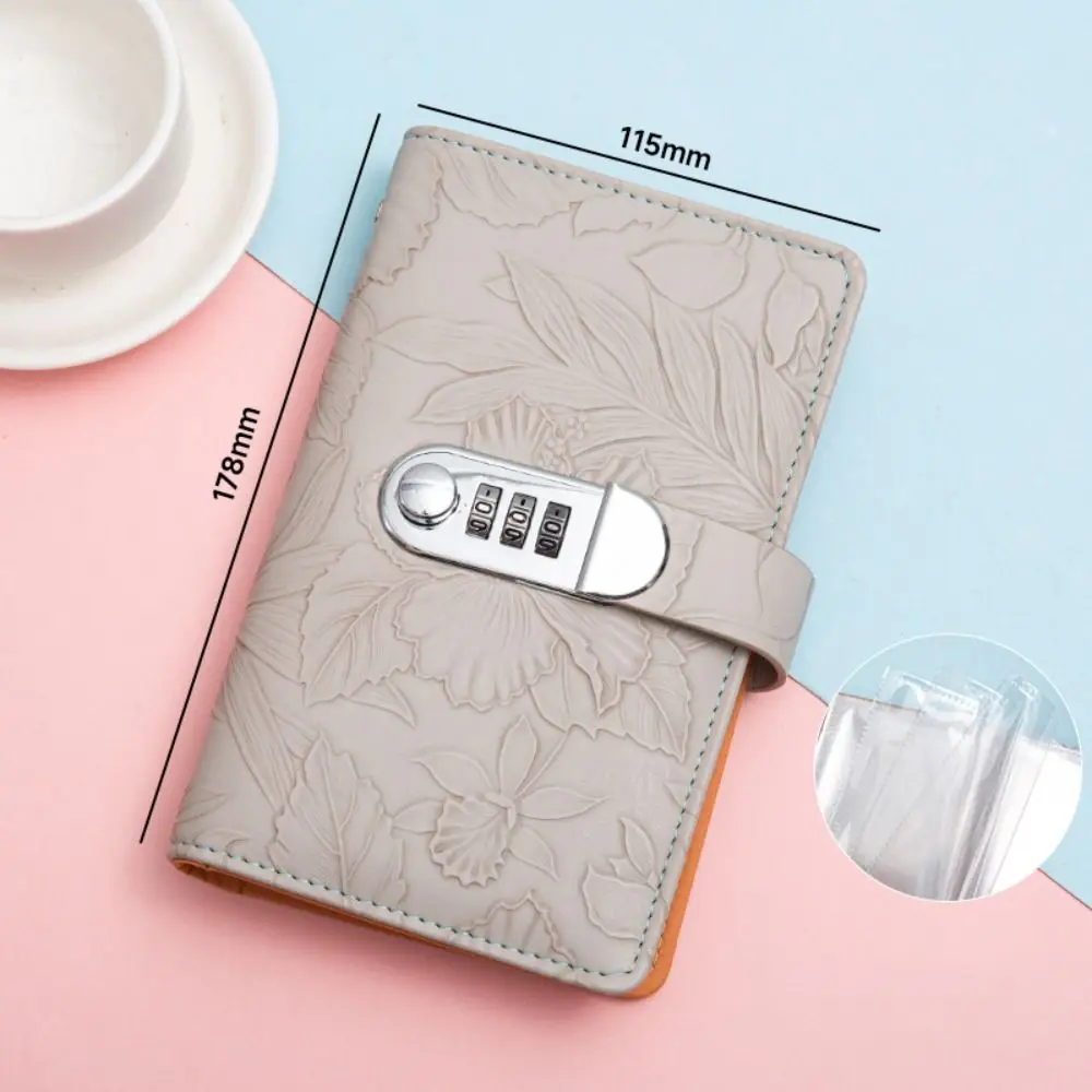 With Password Lock 100 Envelopes Money Saving Challenge Embossed Flower PU Savings Binder Reusable Save Money