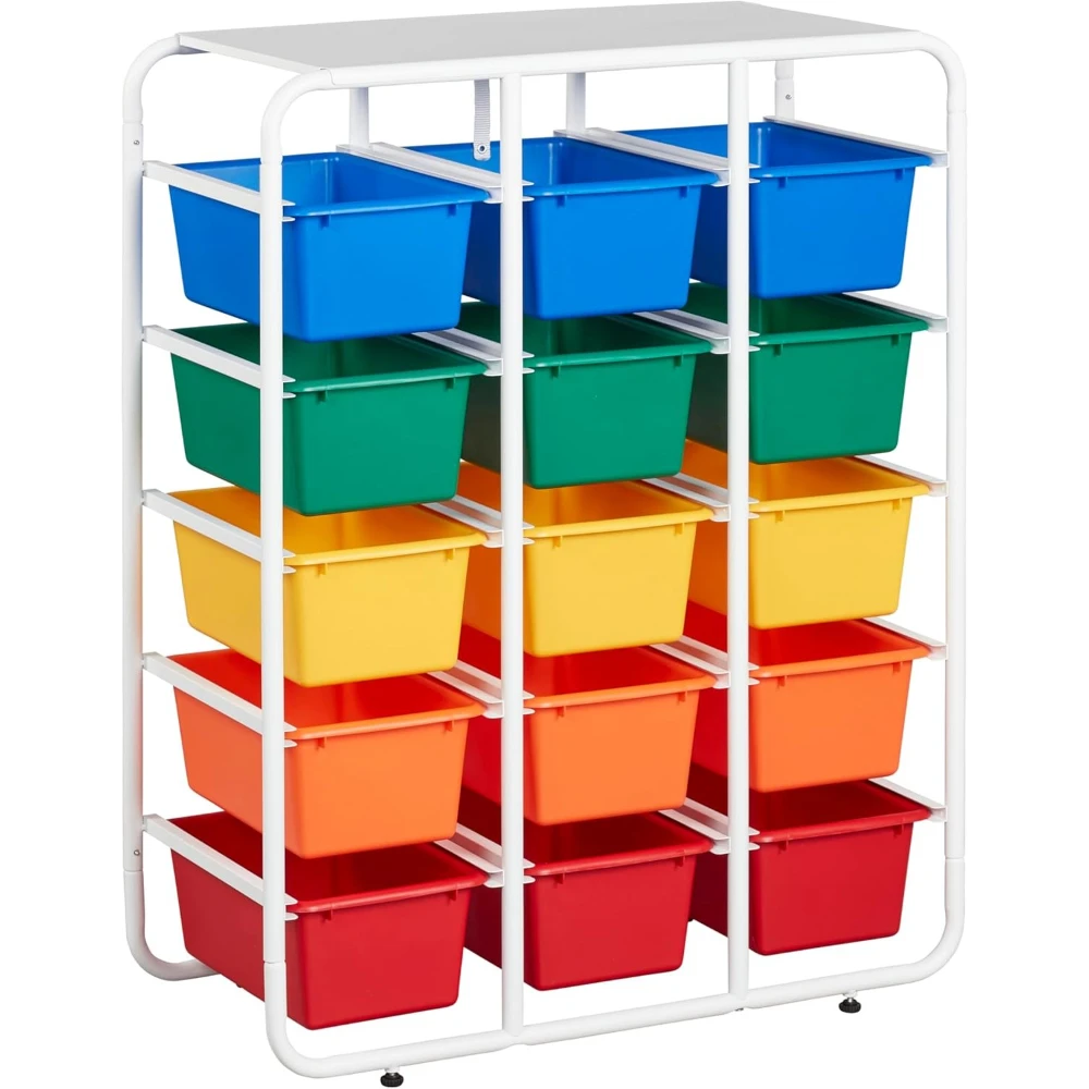 

5-Tier Storage Rack with 15 Cubby Bins, 5x3 Multipurpose Organizer for Classroom Home, Primary