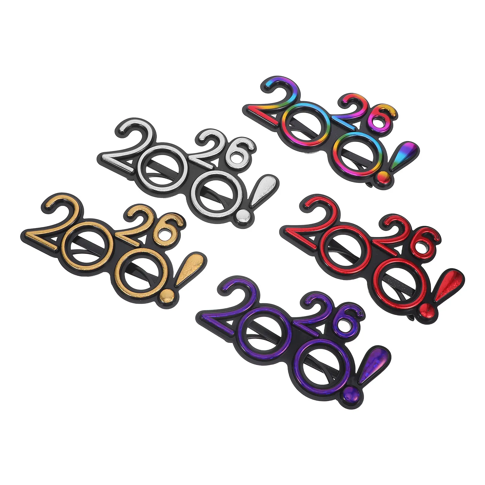 

5 шт. забавные пластиковые очки с цифрами для новогодней вечеринки 2026, реквизит для фото, товары для новогоднего и выпускного празднования