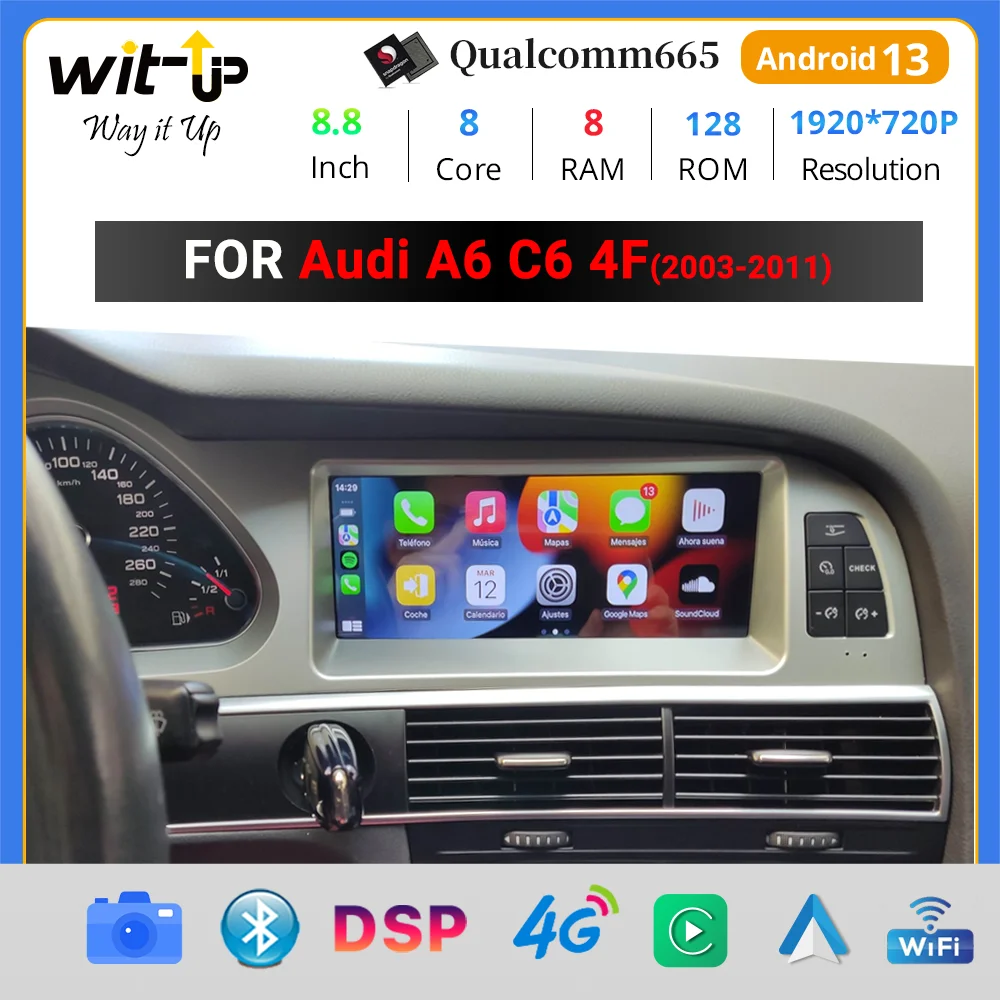 Wit-Up for Audi A6 C6 4F MMI 2G 3G Apple CarPlay 8.8