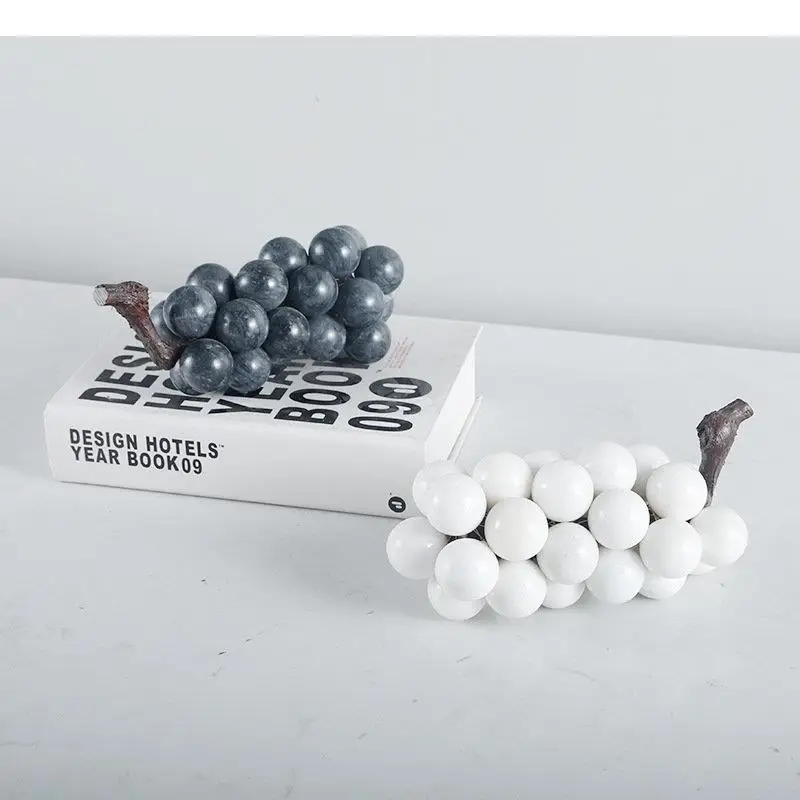 Minimalism Marble Grape String Sculpture Desk Decoration Imitation Fruit Statue Room Aesthetics Decor Crafts Ornaments