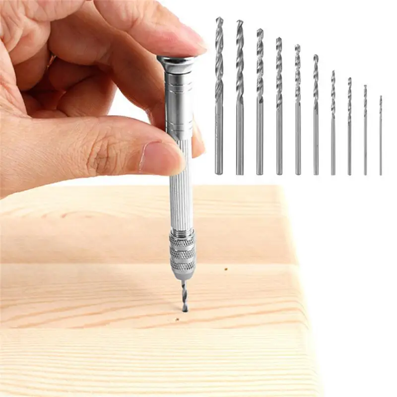 Mini Hole Drill 0.5-3.2mm Manual Hole Drill Four Head Walnut Model Hole Drilling Tool Hand  Drill Jewelry Making Wood Craft Hand