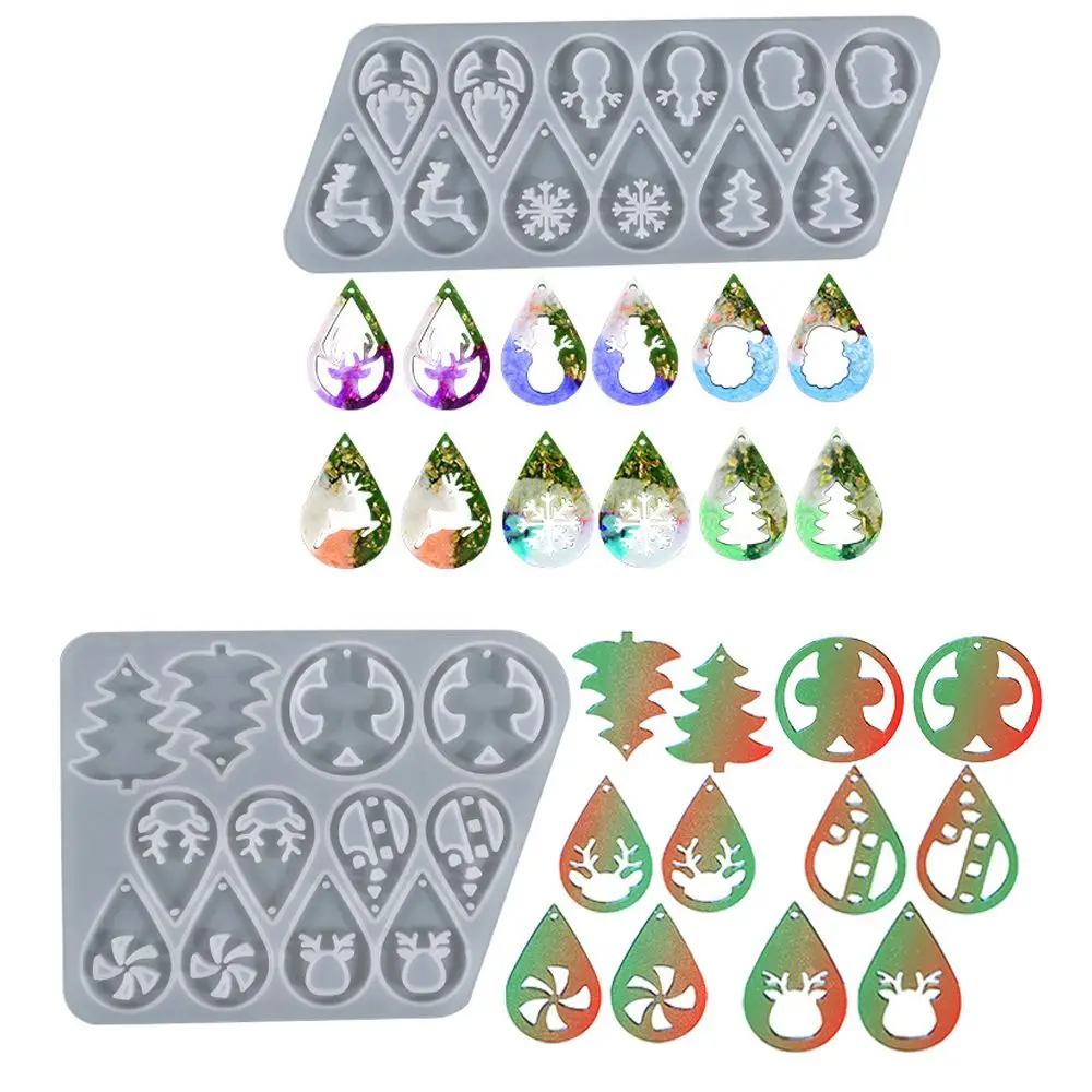 Casting Pendant Elk Jewelry Making Tools Snowman Christmas Molds Ear Studs Resin Mould Earrings Silicone Mold