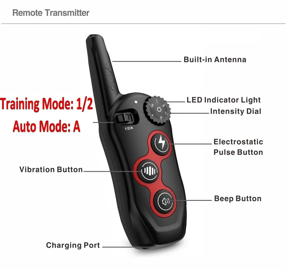 2 In 1 Pet Dog Training Collar & Automatic Anti Bark 1300FT Remote Vibration Shock Rechargeable Waterproof Auto Anti Bark Collar