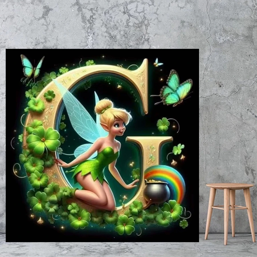 Disney Full Kits Diamond Embroidery Cartoon Princess Creative Hobbies Diamond Painting Tinker Bell Letter Mosaic DIY Wall Art