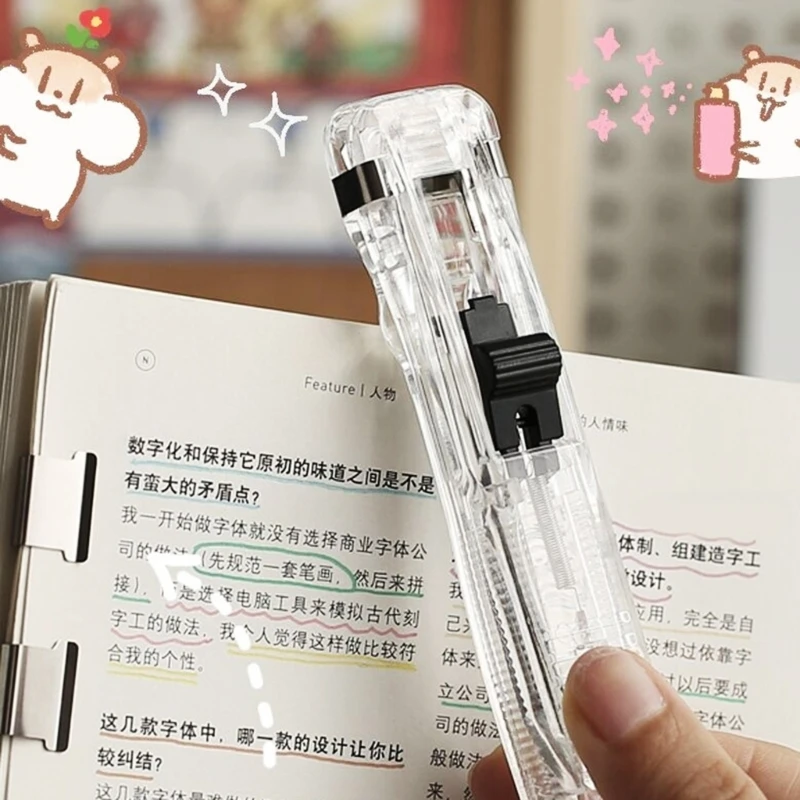 Clam Clip Dispenser Clamp Stapler Push Paper Clips Paper Clip Dispenser for File Dropship