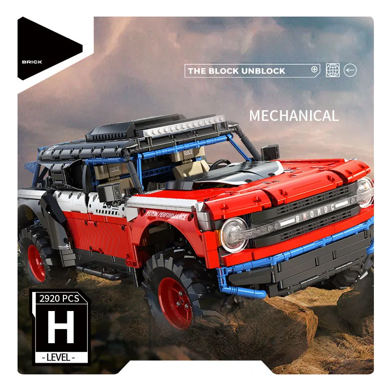 

Technical 1:8 Scale 2.4Ghz Remote Control Vehicle Build Block Fords Orv Bronco Model RC Car Toy Model Brick WIth Light For Gifts