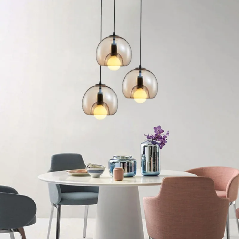 

Modern luxury glass chandelier Simple restaurant bar cafe chandelier Single head bedroom bedside lighting