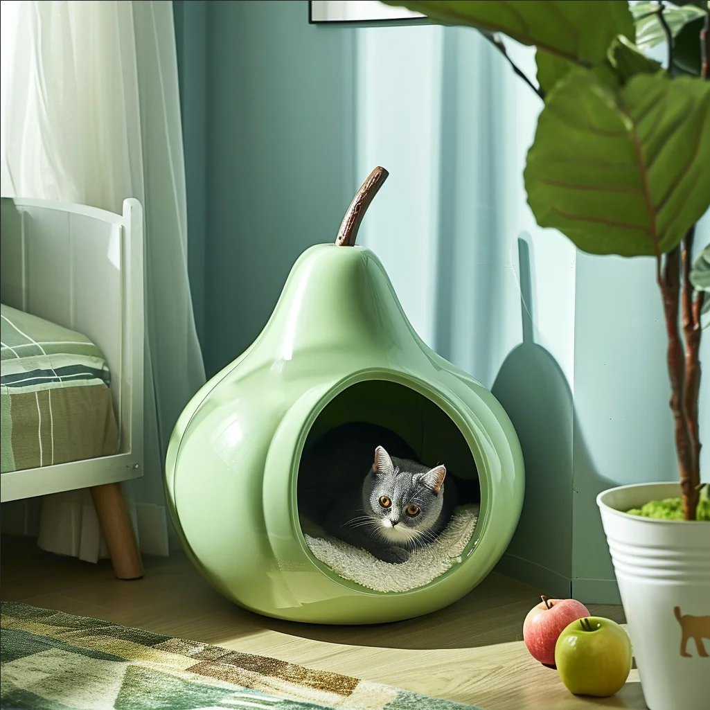 

Cat litter, kennel semi-closed, safe and secure, pear style, environmentally friendly and easy to clean, spring and summer