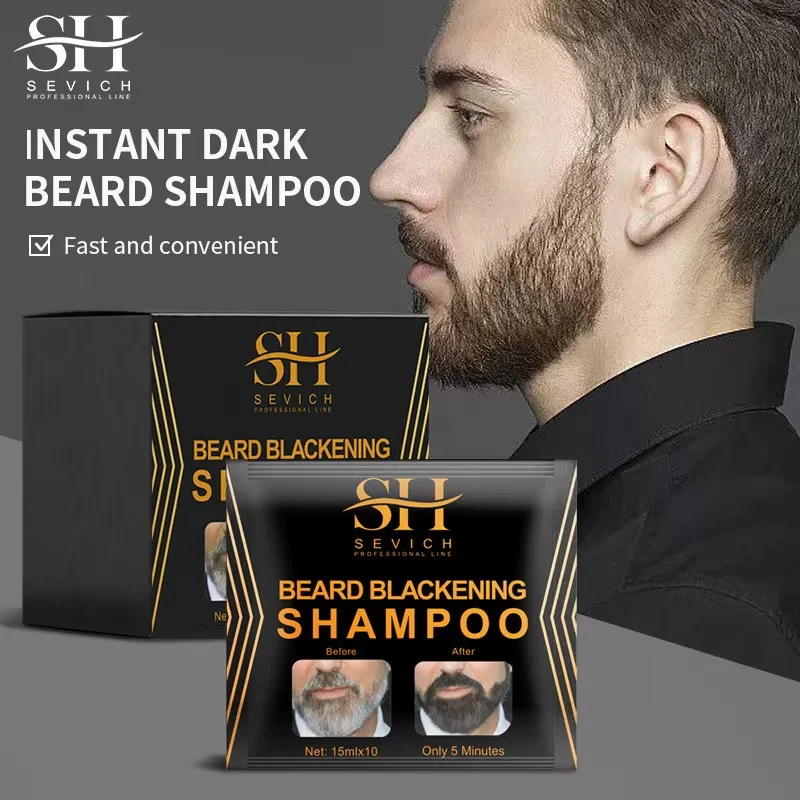 Sevich Instant Hair Dye Black Beard Shampoo Beard Paint Men Beard Coloring Dye Natural Temporary Blackening Moustache Shampoo