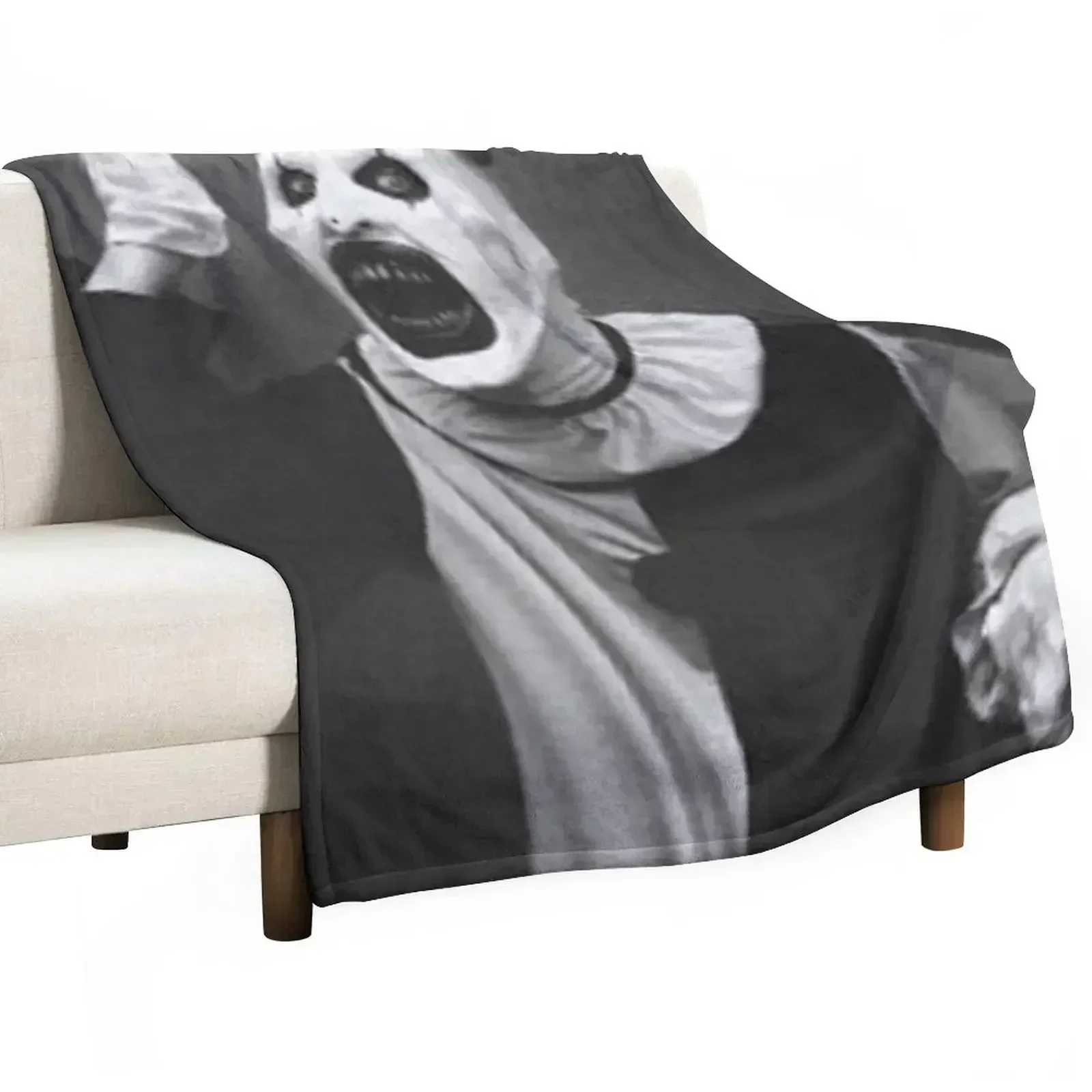 New Terrifier Art The Clown Horror Throw Blanket Retros Thin blankets and throws Hairys Comforter Flannel Fabric Blankets
