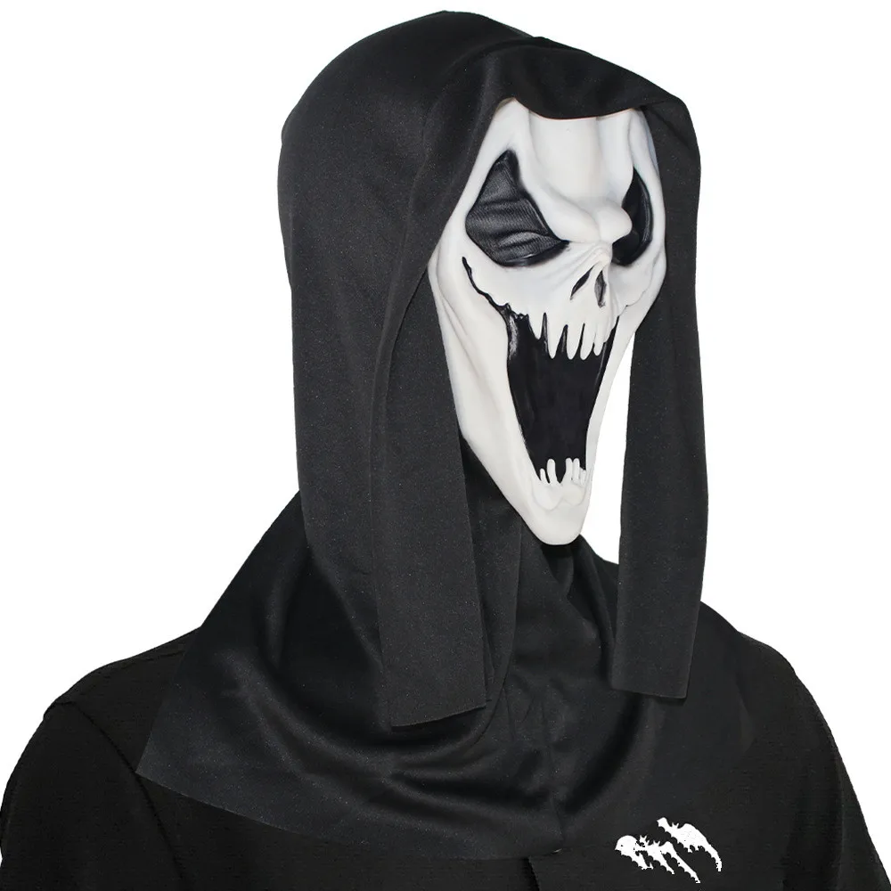 Halloween-Maske aus Latex, Gruselige Totenkopf-Masken, Kostüm-Accessoire, Horror-Gesichtsmaske, Böser Geist, Dämon für Party-Cosplay-Requisiten – Detail 3