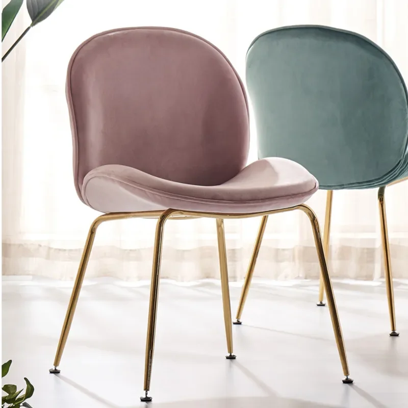 Home Bedroom Beetle Chair Ins Nail Shop Iron Art Makeup Stool Light Luxury Dining Chair Simple Leisure Back Shell Chair