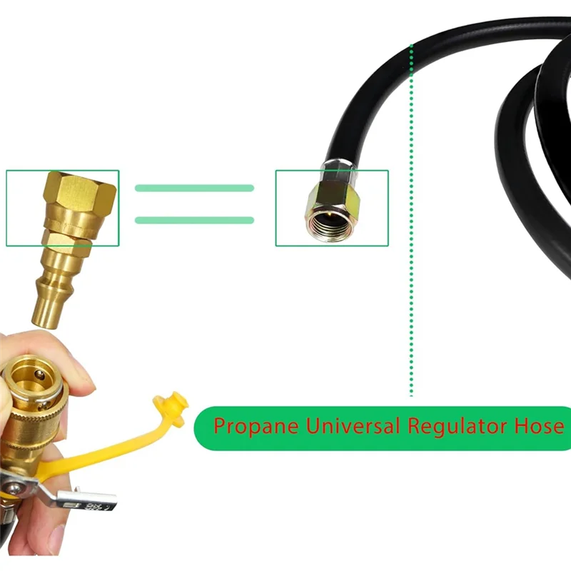B-T 12 Ft Quick Connect Propane Hose For Rv To Grill, With 1/4 Inch Quick Key Connect Plug X 3/8 Inch Female Flare