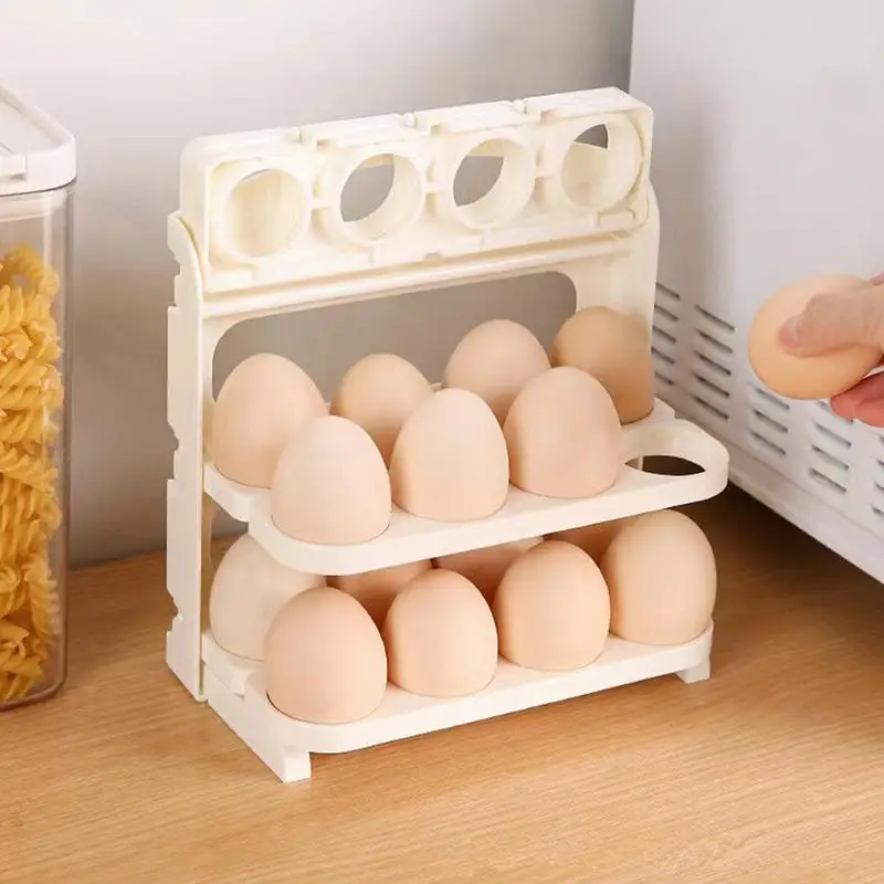 Egg Fridge Organizer 3 Tiers Fridge Egg Organizer Egg Storage Box Refrigerator Egg Holder Egg Rack Refrigerator Egg Trays Large