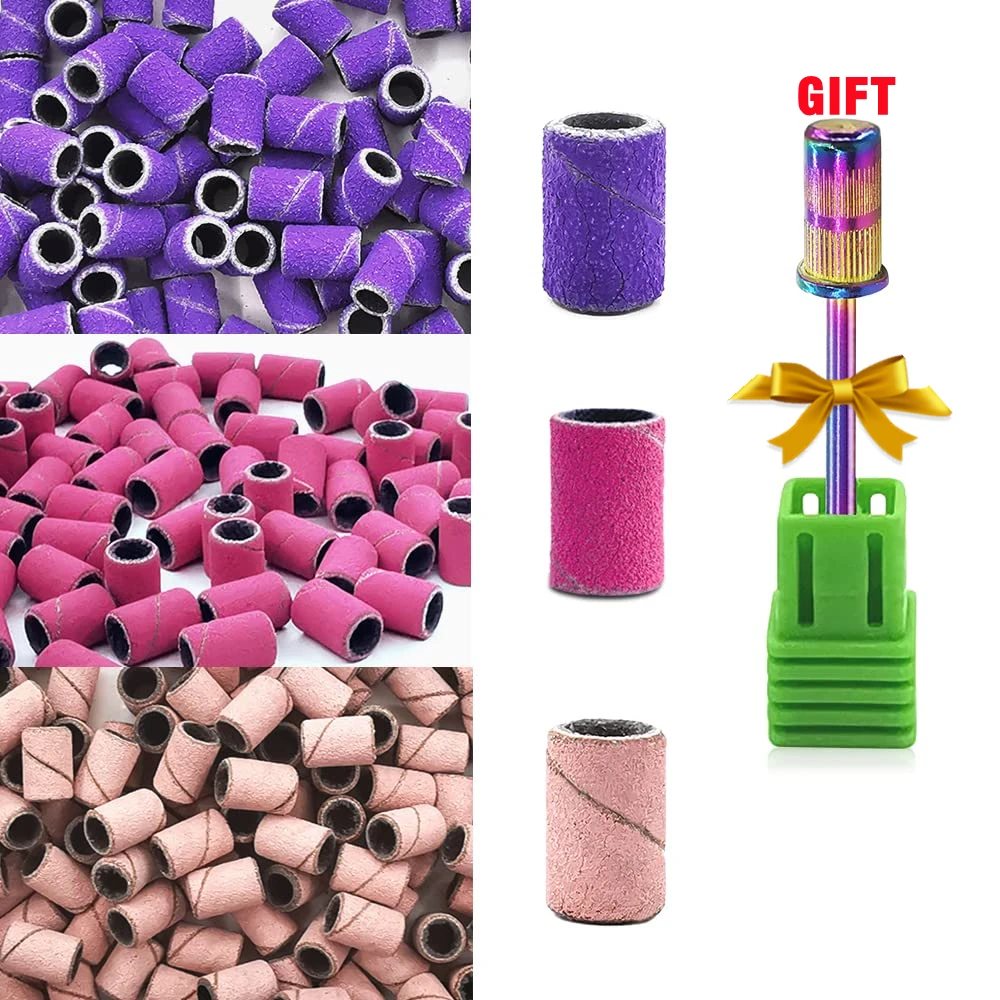 

3 Color Nail File Sanding Bands #180#120#240 Grits Zebra Band Rainbow Nail Drill Bit Mandrel Bit for Acrylic Nails