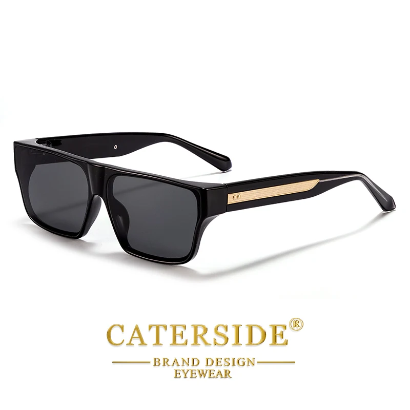 CATERSIDE Quadratische Herren-Sonnenbrille, luxuriöse goldene Tempeldekoration, Sonnenbrille, modische Damen-Outdoor-Reisebrille, UV400 – Detail 7