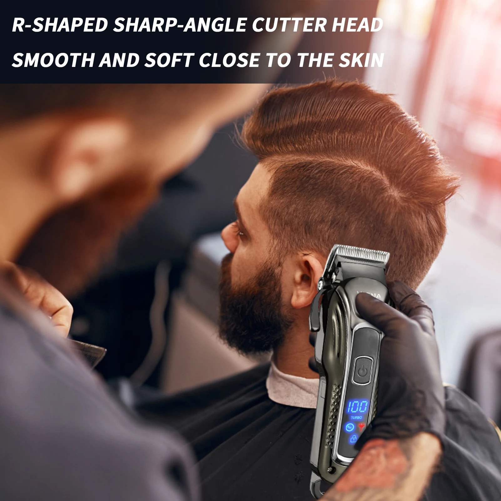 Hiena profissional aparador de cabelo display lcd conjunto máquina de cortar cabelo elétrica para adultos crianças 2 engrenagens ajustável cabelo barba barbeador