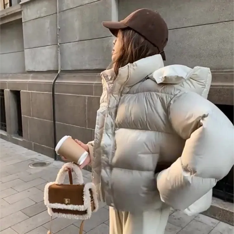 

Женское пуховое пальто с капюшоном, новая зимняя пуховая хлопковая куртка, толстые теплые парки, свободное повседневное пальто, стеганая куртка, женская верхняя одежда