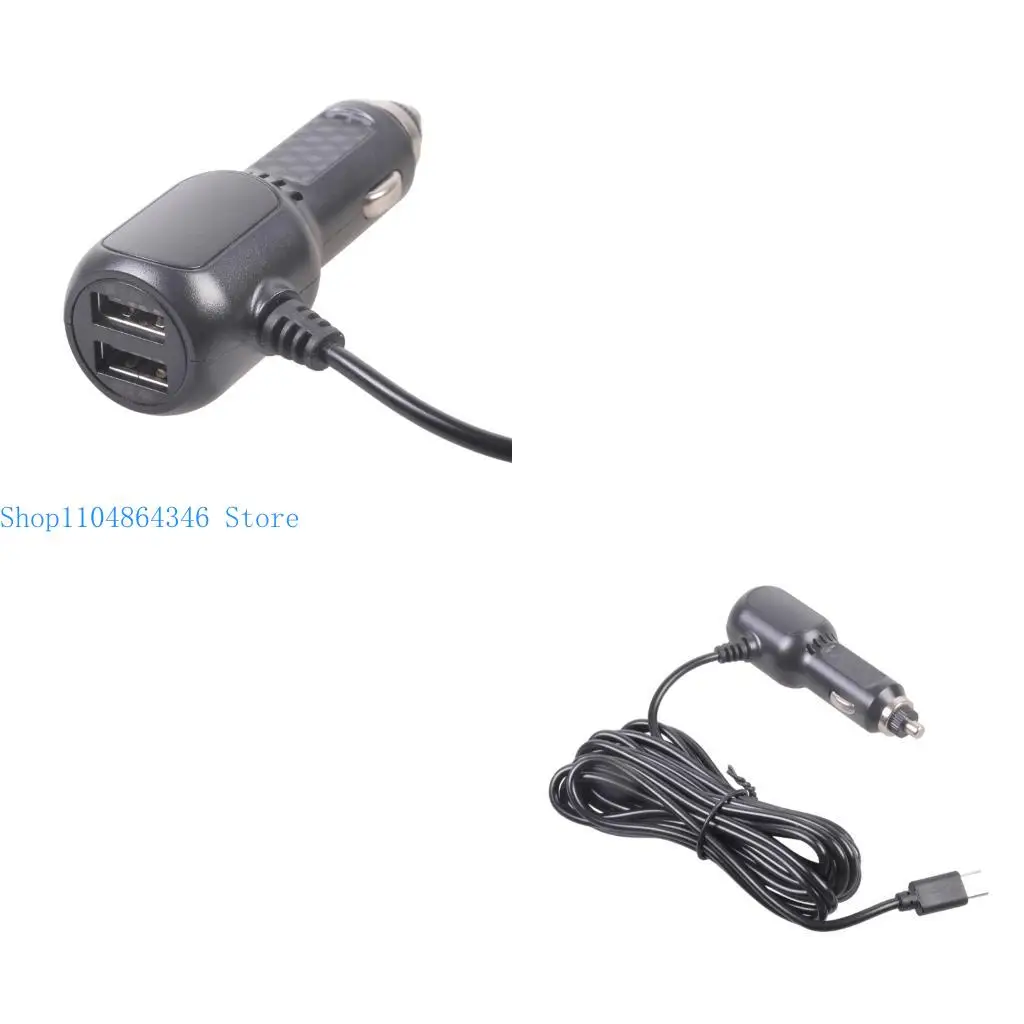 5asd Car Chargers 2 USB Port 343cm USB C Cable Camera Power Supply 12V 24V Current Allocation Short Circuit Protections