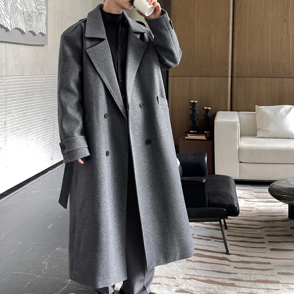 Winter Jacket Mens Long Coat Double-breasted Men Mantel Wolle Stylish British Design Thickened Outer Layer Mens Wool Trench Coat